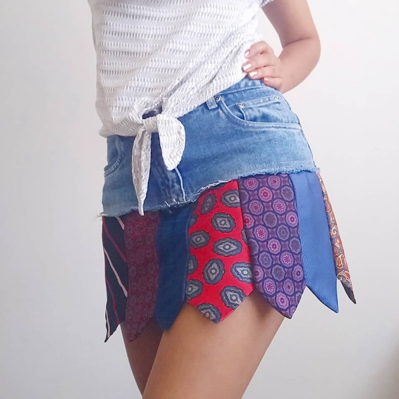 Whimsical Men's Ties Mini Skirt - Picture 2 of 8